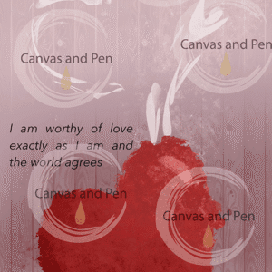 heart art with self-love affirmation watermarked
